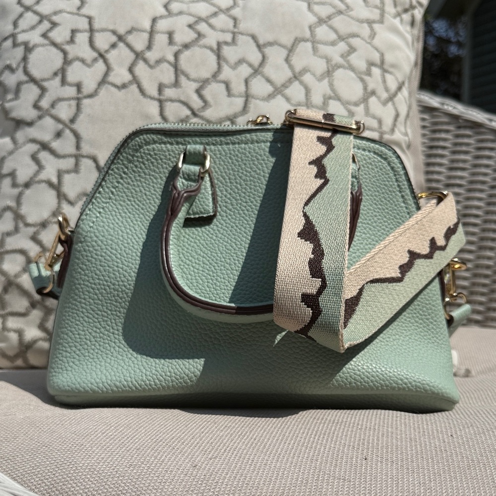 Violet Cottage | Elegant Mint Green Crossbody or Satchel Bag with Guitar Strap
